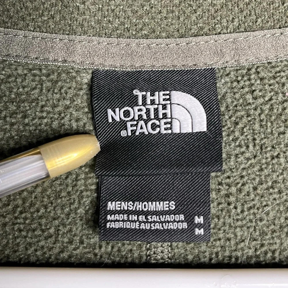 The North Face Quarter Zip Fleece Pullover Sweater Men M Green Outdoor Logo